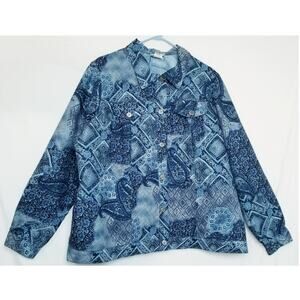 Samantha's Style Shoppe Jacket Blue Colors Button Up Lng Slve Flap Pockets Sz 1X